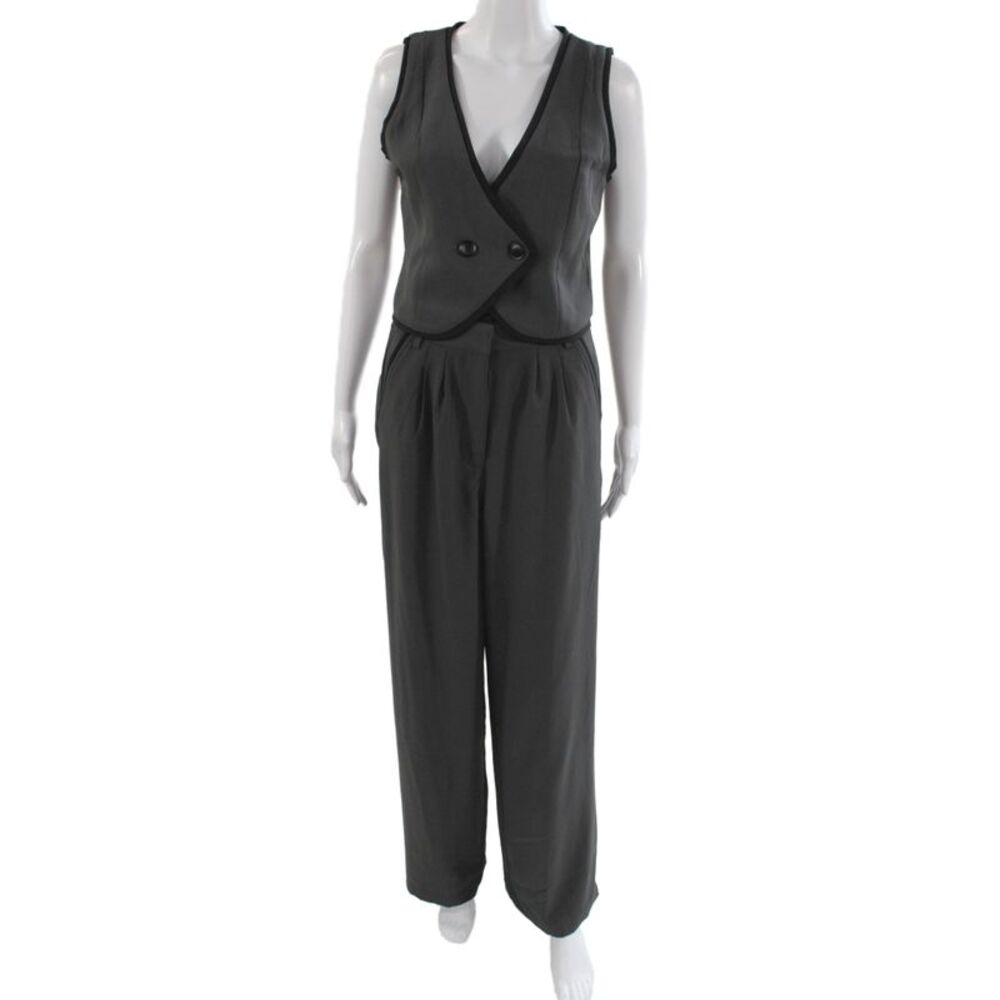Edit by Nine Women Two Piece Set Gray V-Neck Sleeveless 100% Polyester Size M